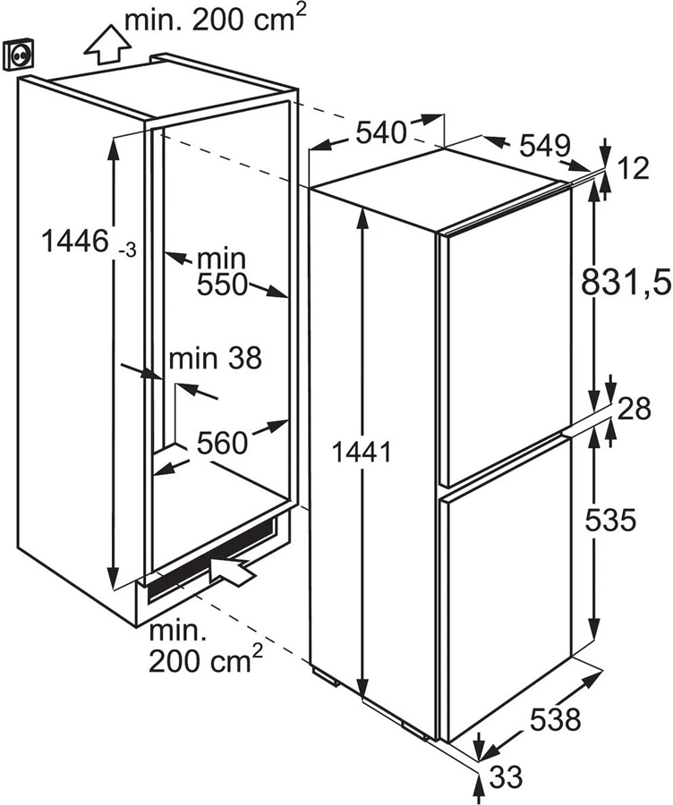 aeg-osc5s141es-5000-serie-coldsense-inbouw-koel-vriescombinatie - Mammafina