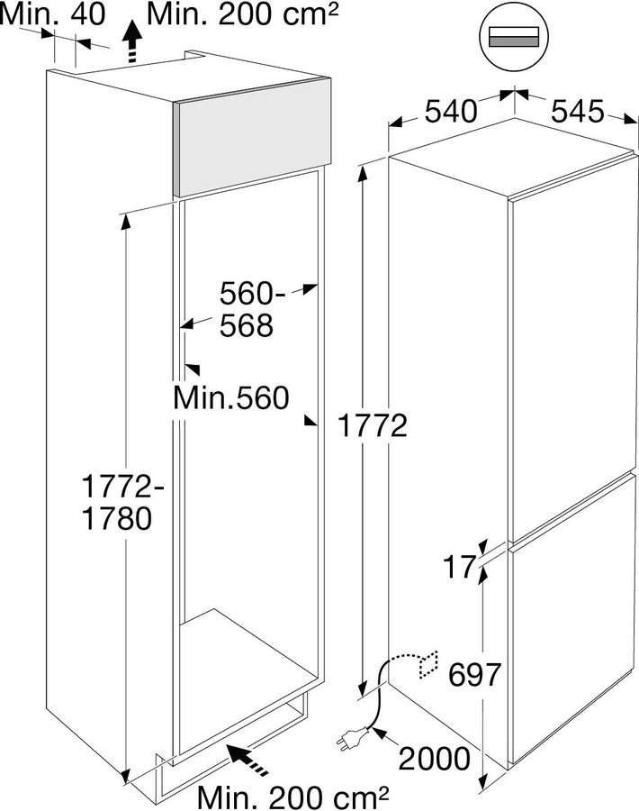 etna-kcd4178enf-inbouw-koel-vriescombinatie - Mammafina