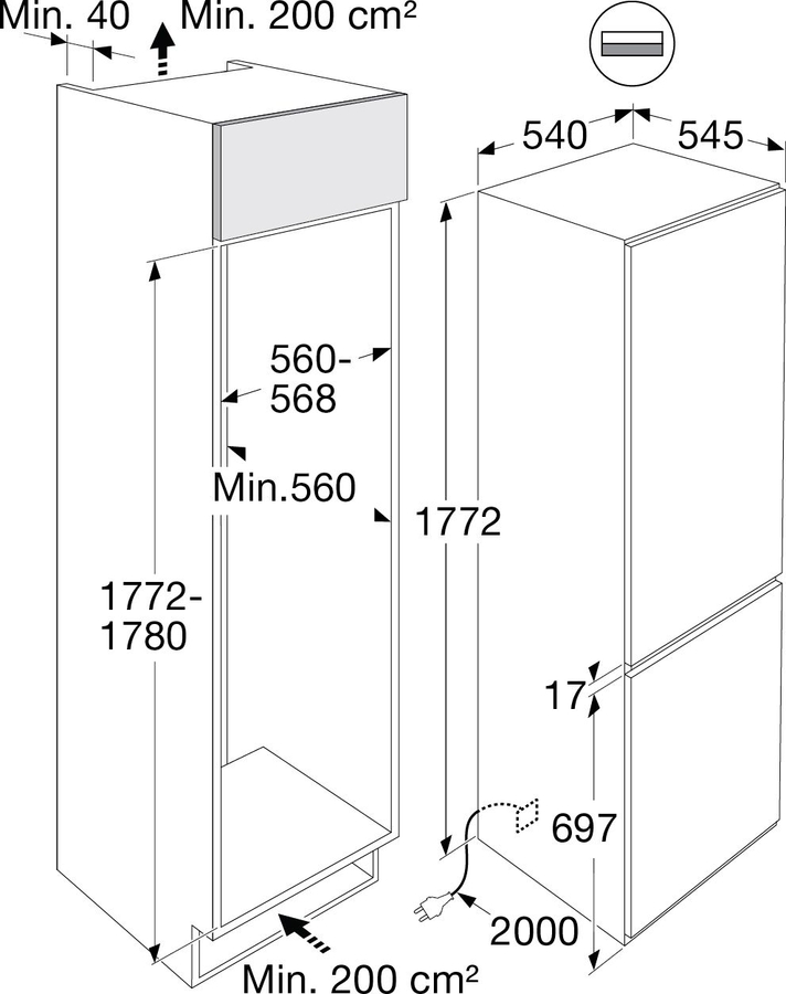 etna-kcd8178dnf-inbouw-koel-vriescombinatie - Mammafina