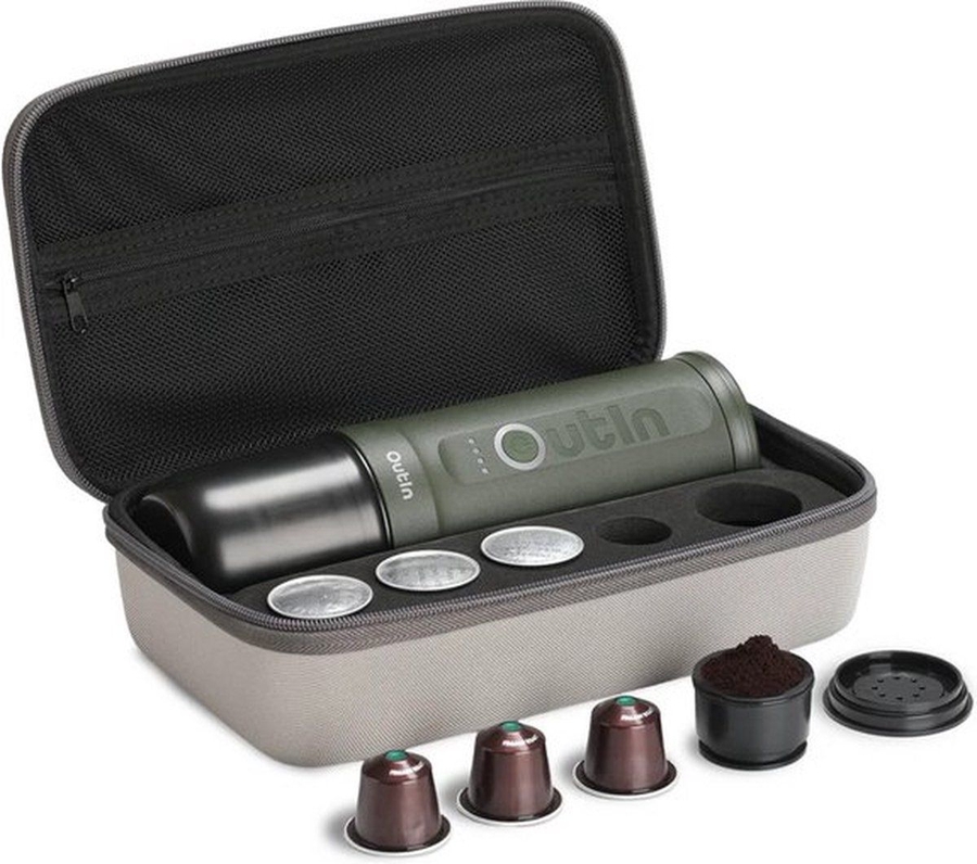 outin-nano-draagbare-espresso-machine-cadeauset-forest-green - Mammafina